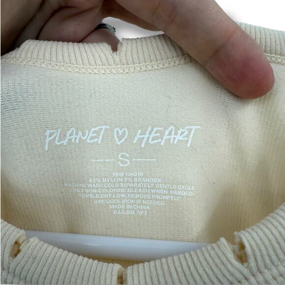 Planet Heart Tank Top Size Small Peachy Cream Distressed Ribbed - Picture 4 of 5